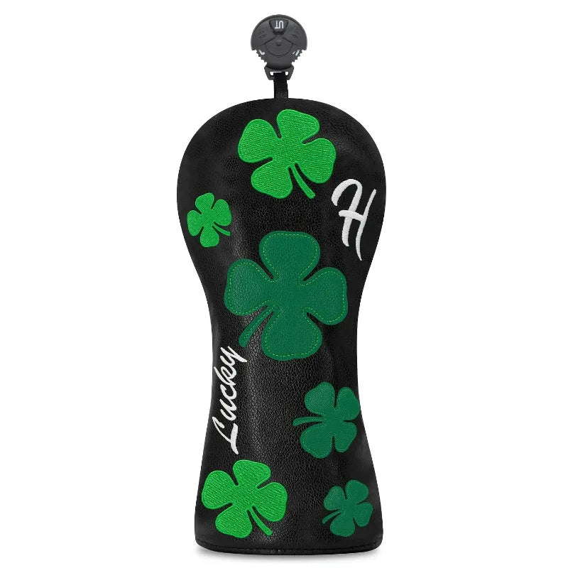 Four-Leaf Clover Golf Club Head Covers – Black Background