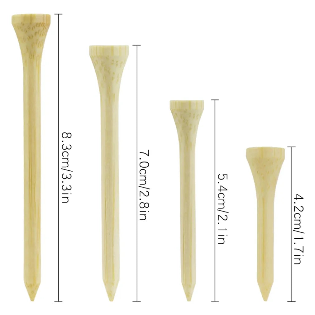 Wooden Golf Tees - 100-Pack in 4 Sizes (Bamboo/Wood)