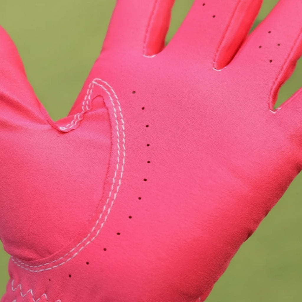 Close up of nano microfiber fabric texture on PGM women's golf gloves - soft and durable