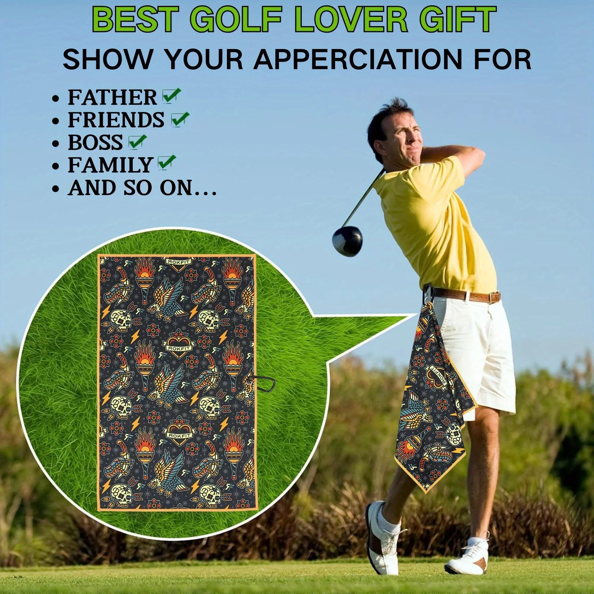 Premium Microfiber Golf Towel - Large Size