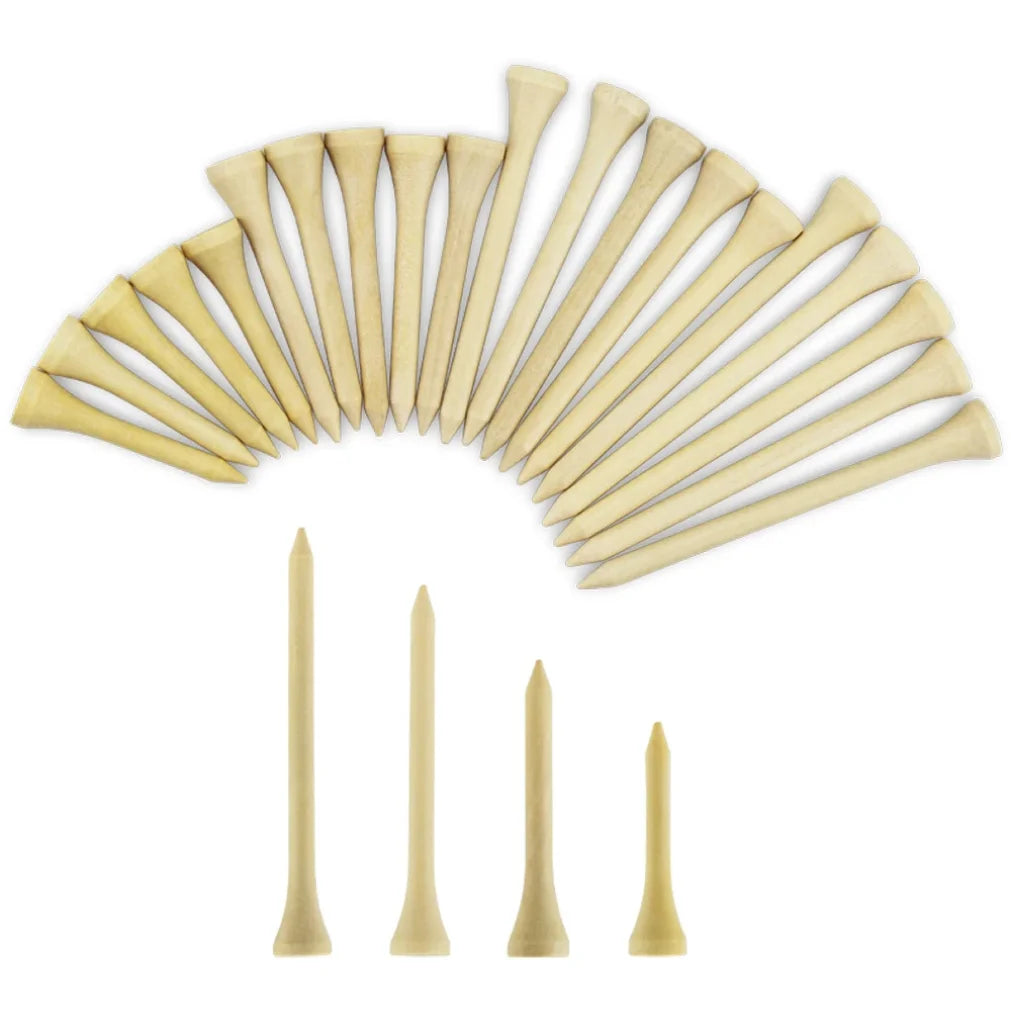 Wooden Golf Tees - 100-Pack in 4 Sizes (Bamboo/Wood)