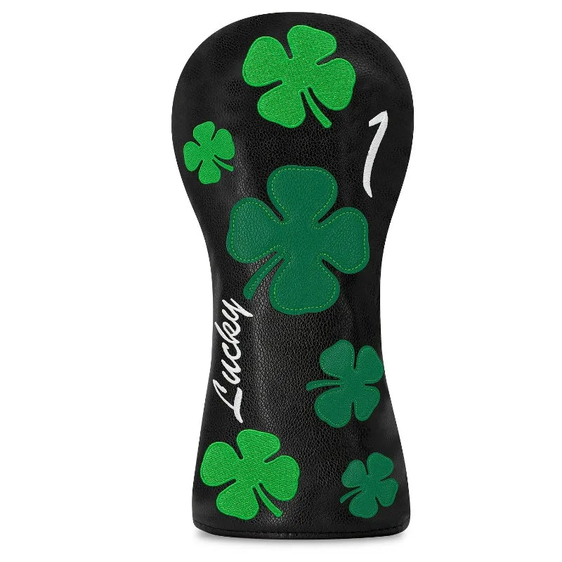 Four-Leaf Clover Golf Club Head Covers – Black Background