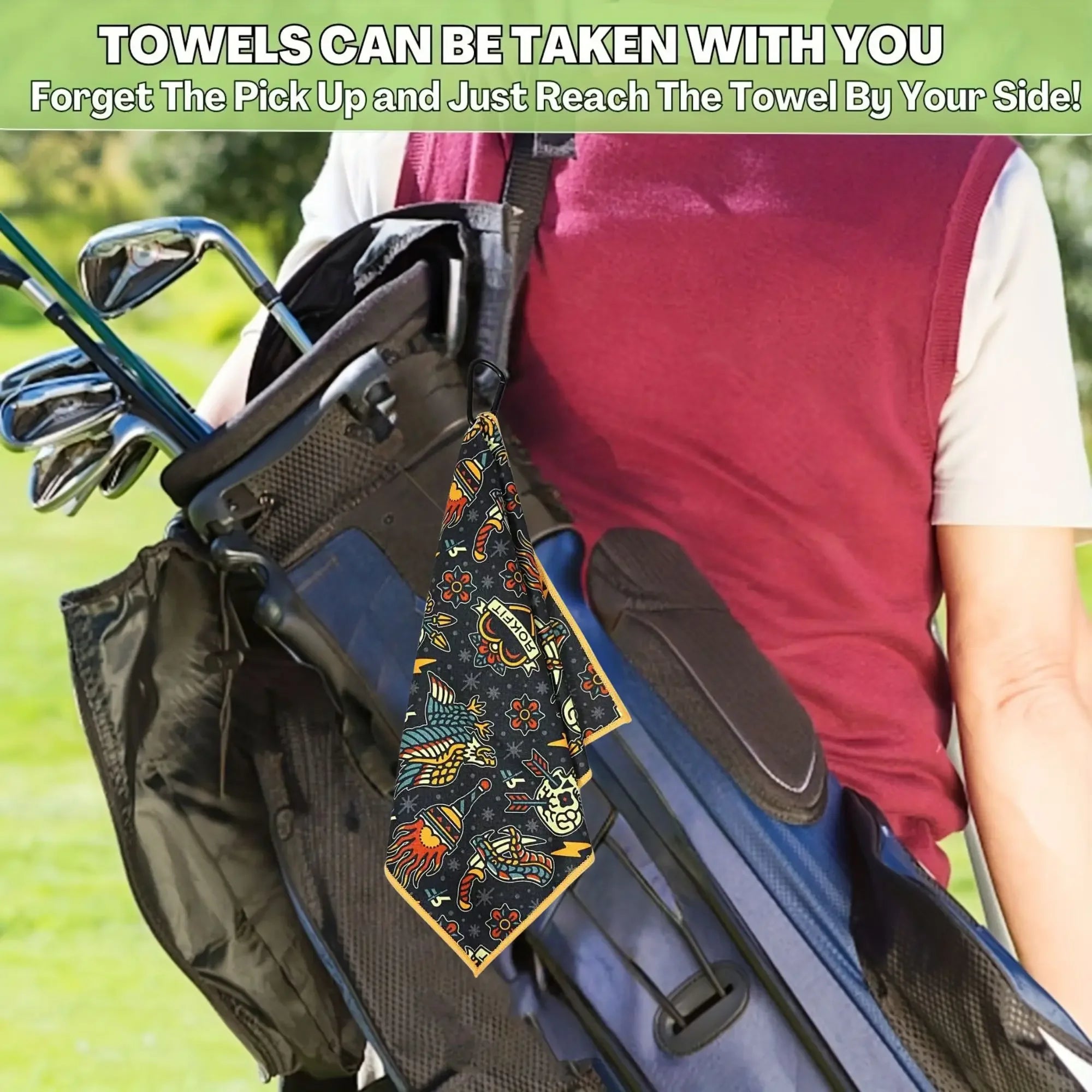 Premium Microfiber Golf Towel - Large Size