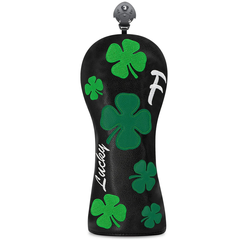 Four-Leaf Clover Golf Club Head Covers – Black Background