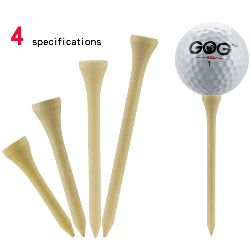 Wooden Golf Tees - 100-Pack in 4 Sizes (Bamboo/Wood)