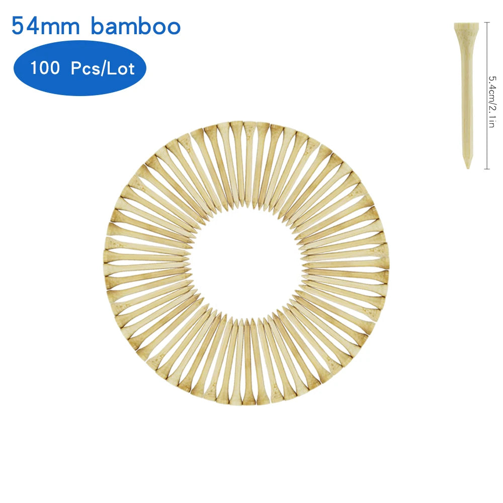 Wooden Golf Tees - 100-Pack in 4 Sizes (Bamboo/Wood)