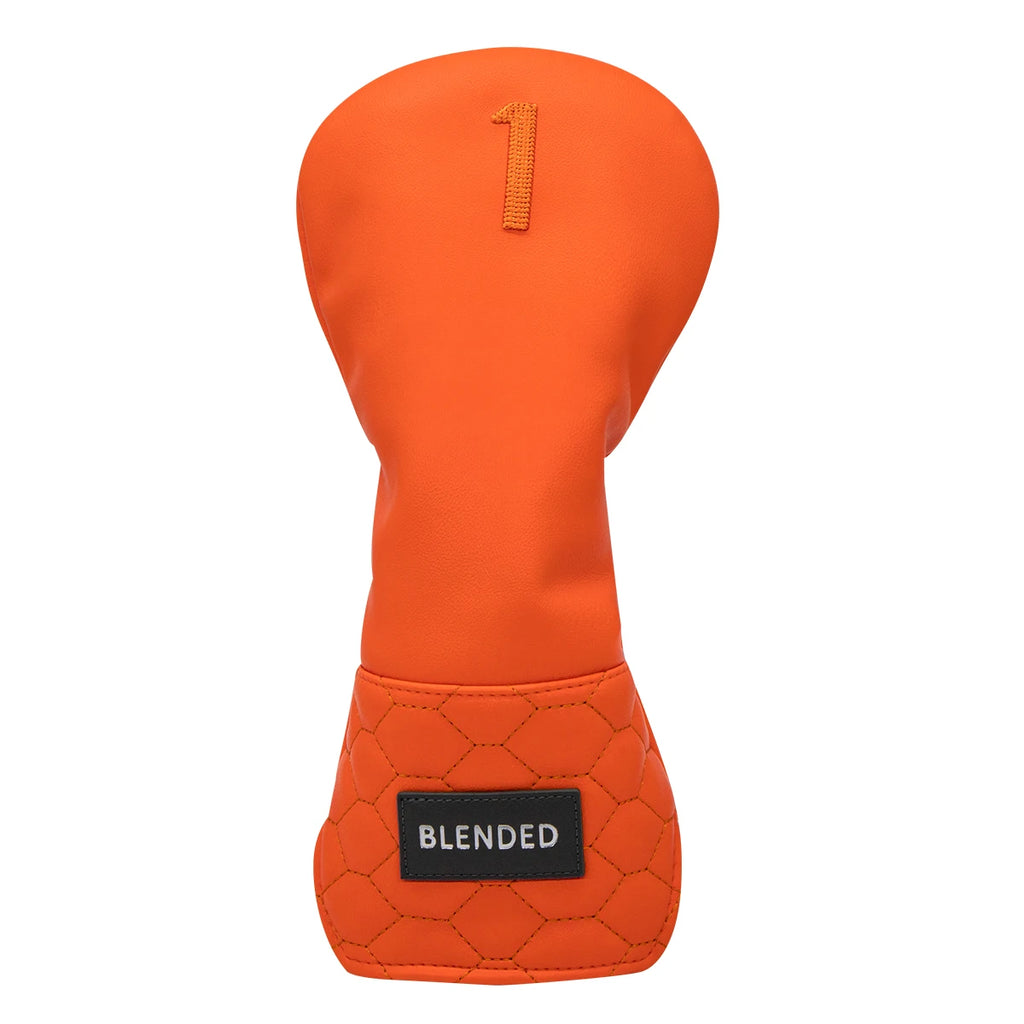 Barudan Golf bright orange driver head cover - front view fits 460cc drivers handcrafted synthetic leather