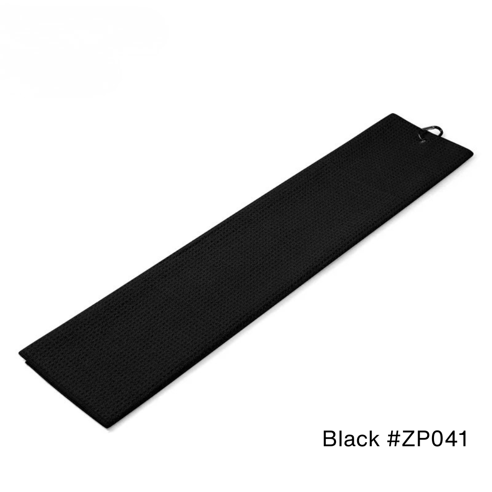 Black PGM waffle microfiber golf towel - 40cm x 60cm quick-dry honeycomb texture golf towel in black