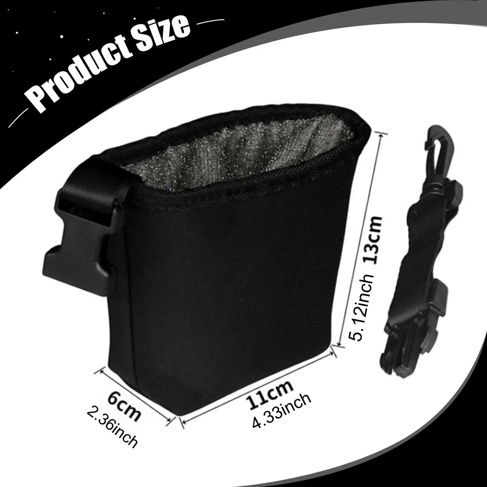 Compact waterproof golf cleaning pouch 11cm x 6cm x 13cm held in hand - fits balls irons wedges putters