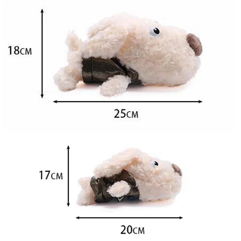 Little dog and big dog plush golf head covers side by side - size comparison for fairway woods and drivers
