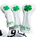 Lucky Clover driver, fairway and hybrid covers in a golf bag showing complete matching set