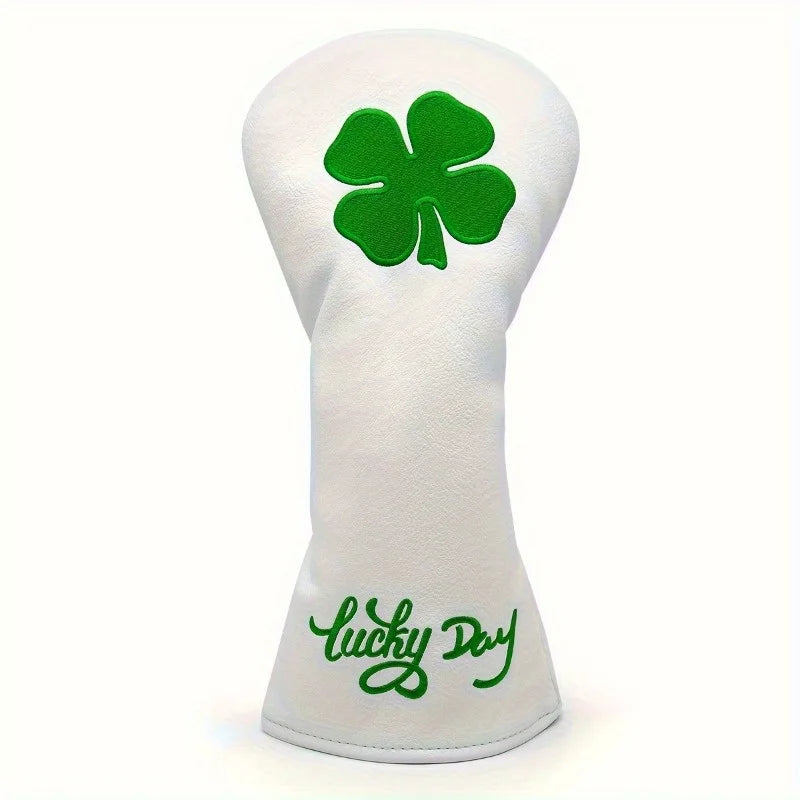 Lucky Clover driver head cover from 3-piece set - fits 460cc drivers with four-leaf clover design