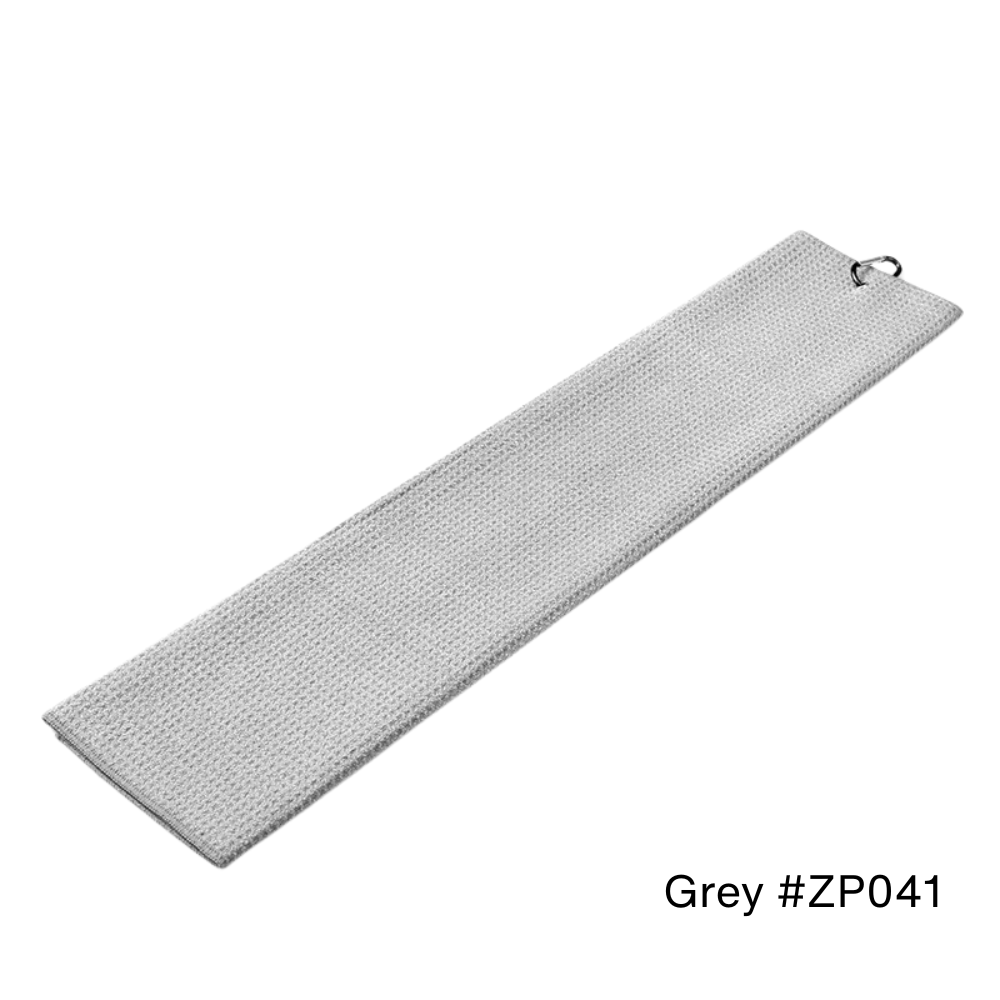 Light grey PGM waffle microfiber golf towel - 40cm x 60cm quick-dry honeycomb texture golf towel in light grey