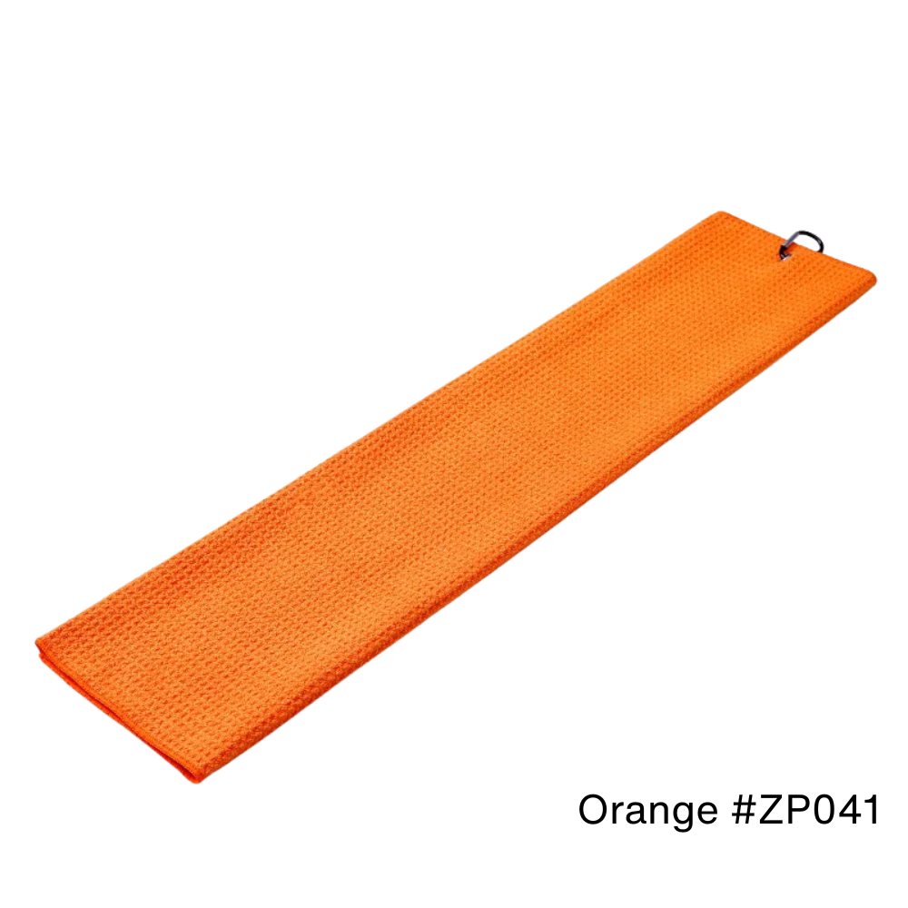 Orange PGM waffle microfiber golf towel - 40cm x 60cm quick-dry honeycomb texture golf towel in orange