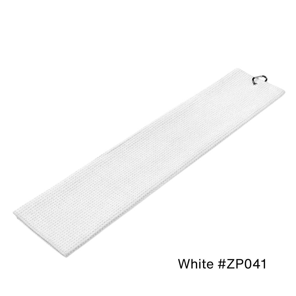 White PGM waffle microfiber golf towel - 40cm x 60cm quick-dry honeycomb texture golf towel in white