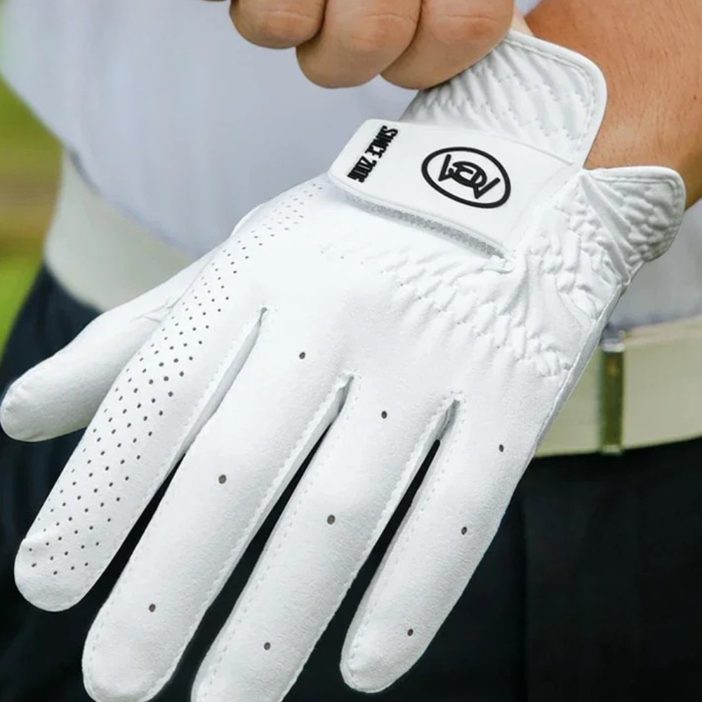 PGM men's golf glove in white with breathable hole design and anti-slip palm - left hand only sizes 22-26