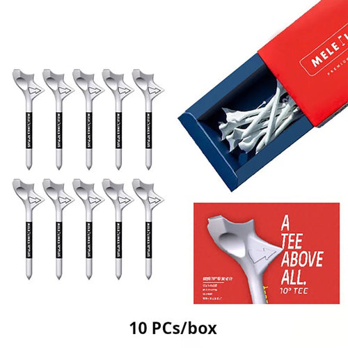 Pack of white 10 degree diagonal golf tees with rhombic ball holders