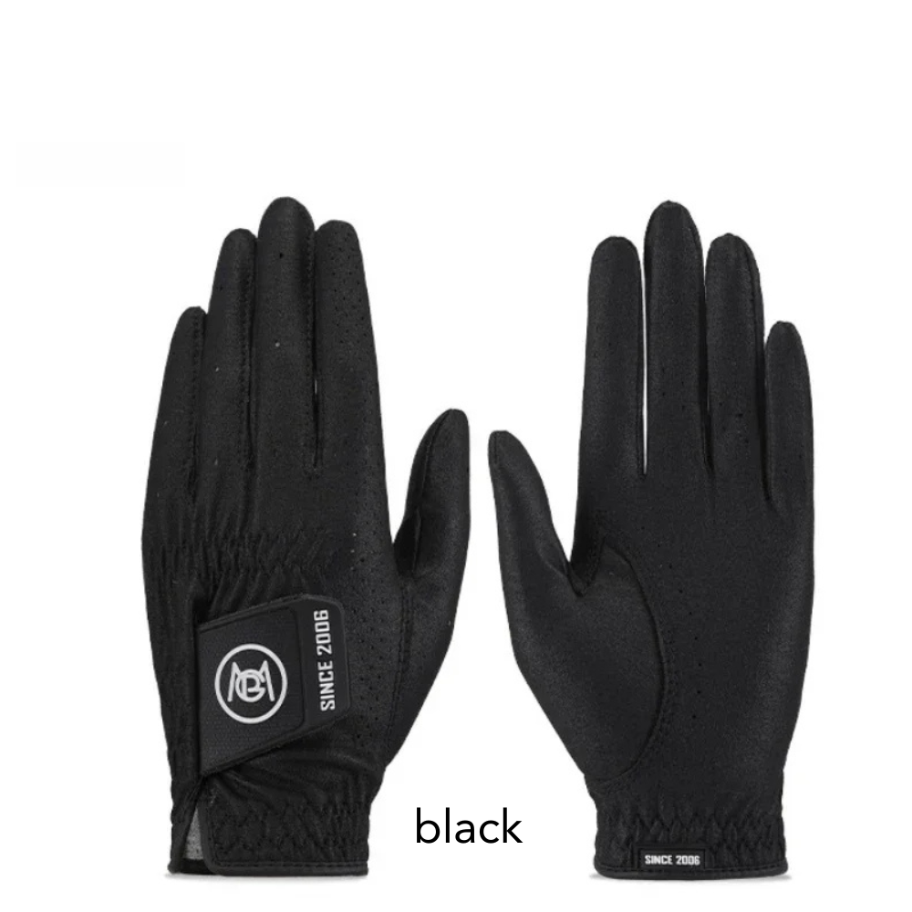 Pair of Black PGM women's golf  showing breathable holes and comfortable fit