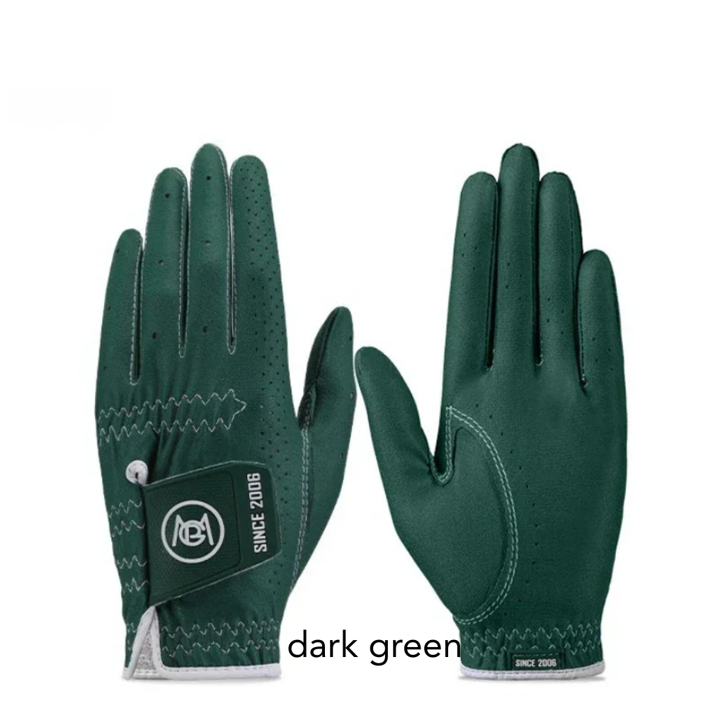 Pair of Dark Green PGM women's golf  showing breathable holes and comfortable fit