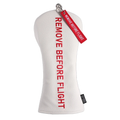 Remove Before Flight white driver head cover with red lettering - front view fits 460cc drivers