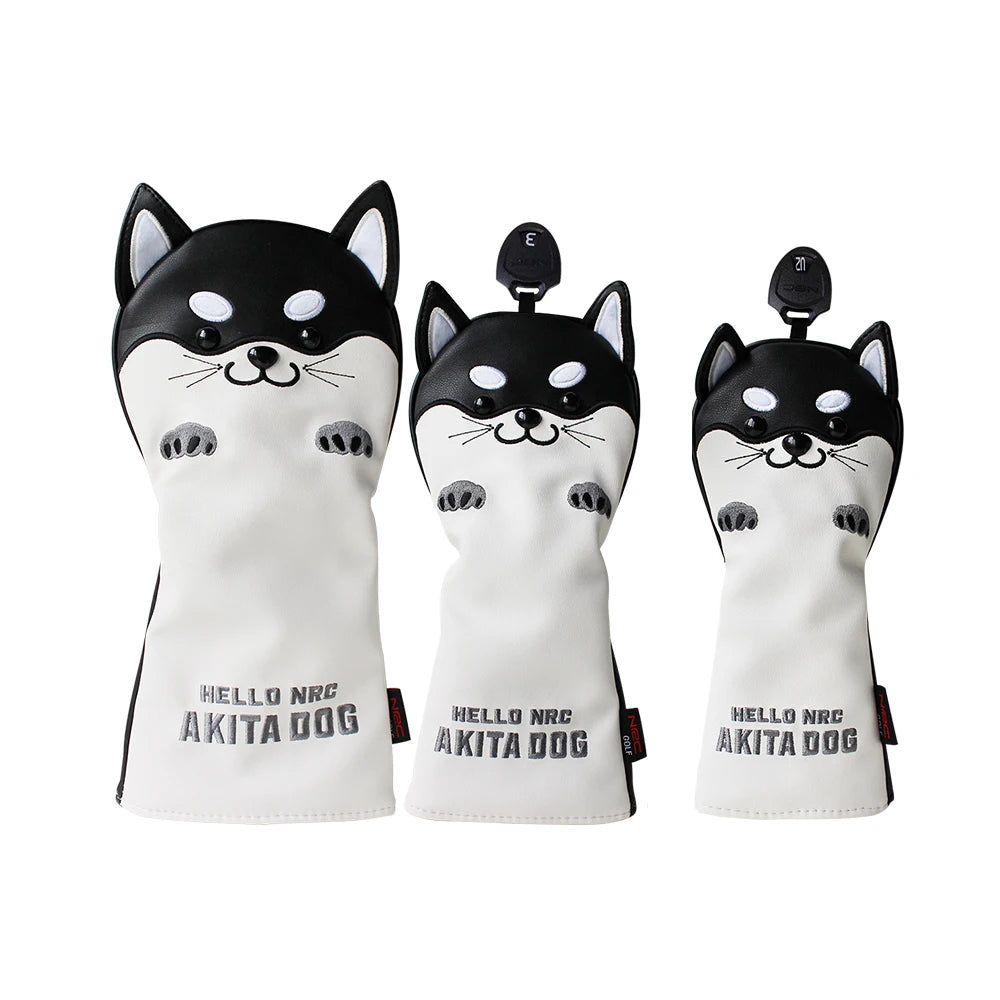 Akita Dog 3-Piece Set – Black (Driver, 3-Wood & Hybrid)