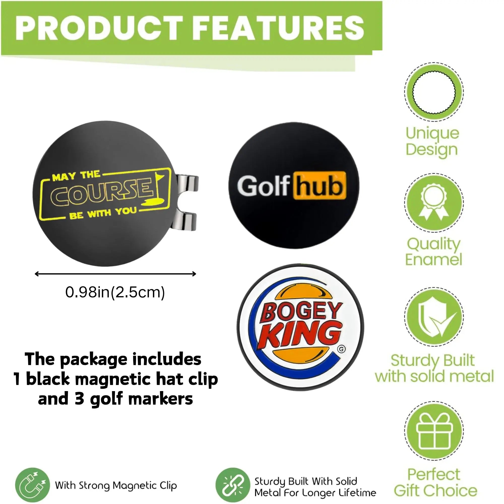Funny Golf Ball Markers 3-Pack – Golf Hub, Bogey King & May the Course Be With You