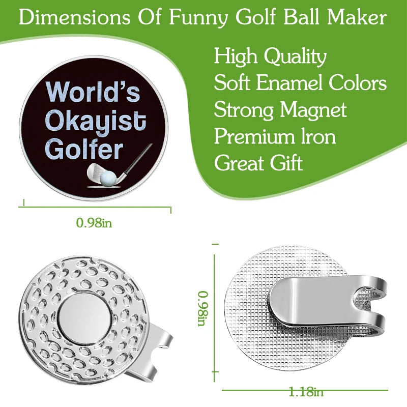 World's Okayest Golfer Ball Marker with Magnetic Hat Clip