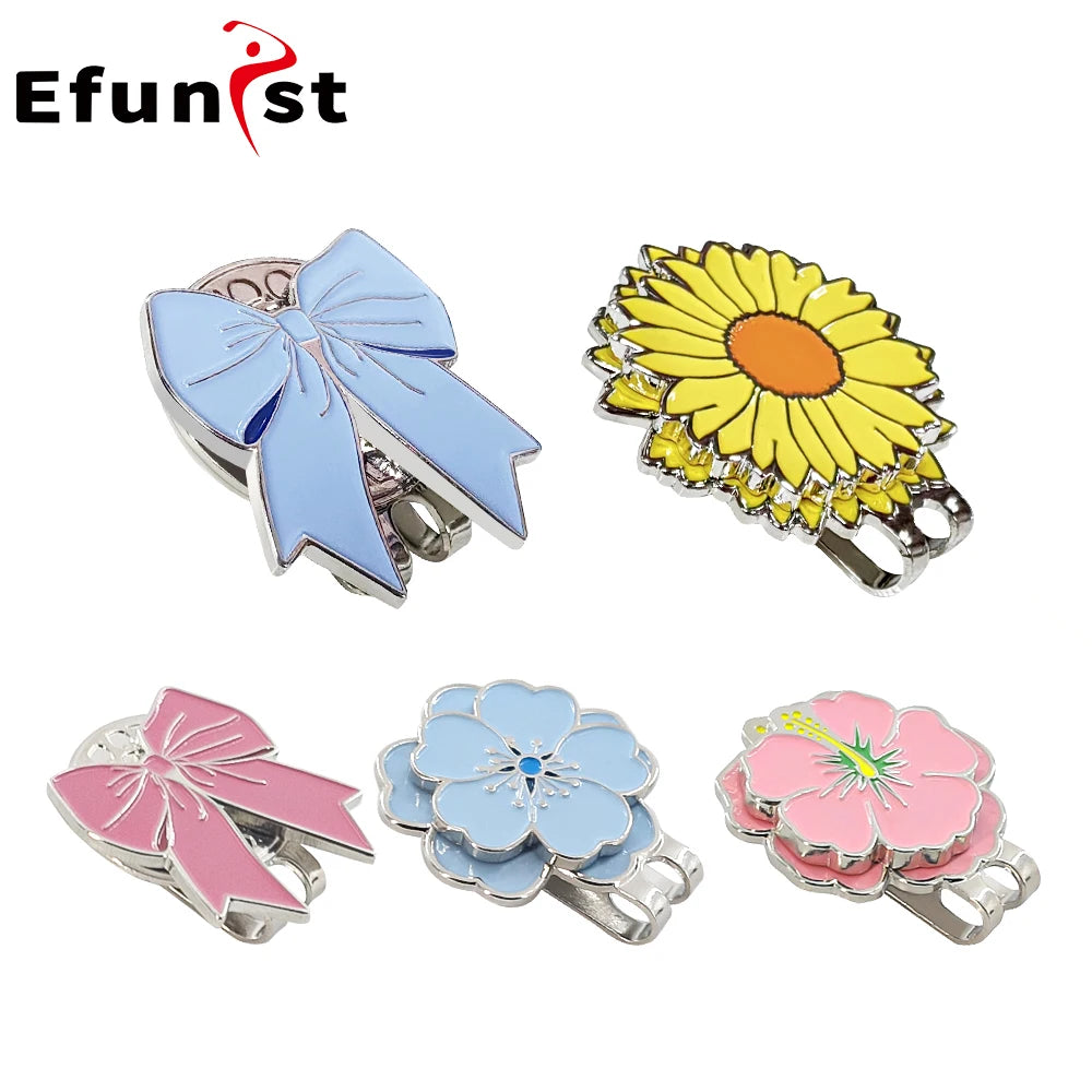 Golf Ball Marker with Magnetic Hat Clip – Petal Design | 5 Styles