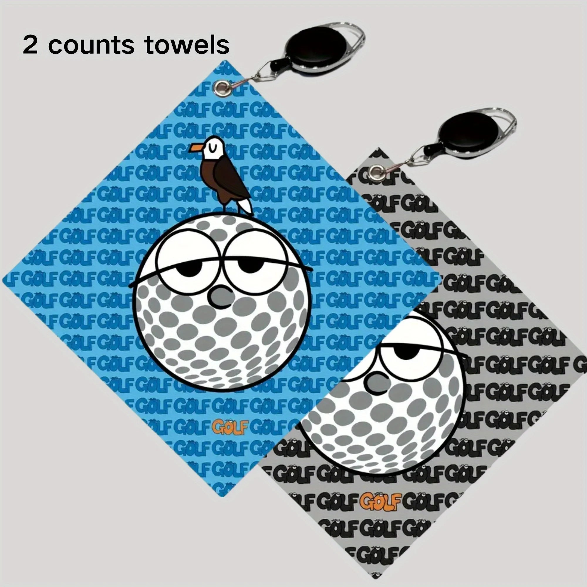 Unimpressed Golf Ball Towel 2-Pack – Microfiber with Telescopic Hook