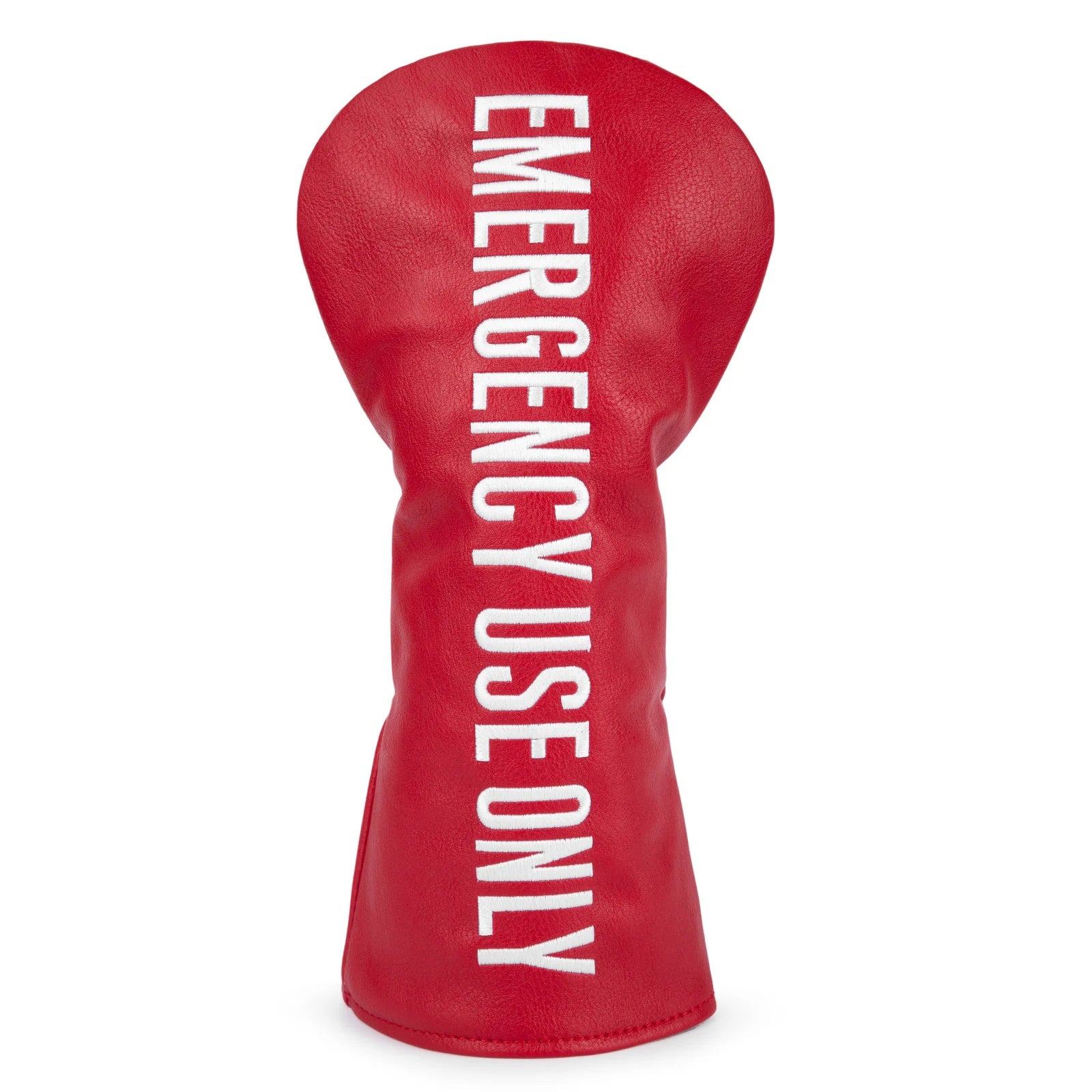 Emergency Use Only Red Driver Cover – Bold White Lettering | Premium Synthetic Leather with Plush Velvet Liner | Fits 460cc Drivers