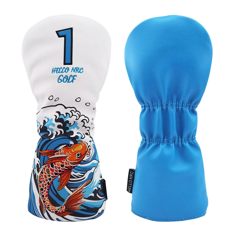 Koi Fish Golf Driver Head Cover – Premium PU Leather for Most Drivers