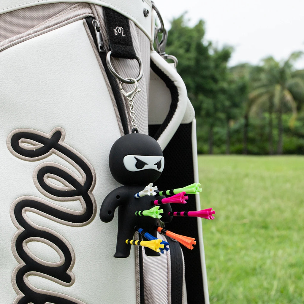 Ninja Golf Ball & Tees Holder Keychain - Silicone with 10 Tees