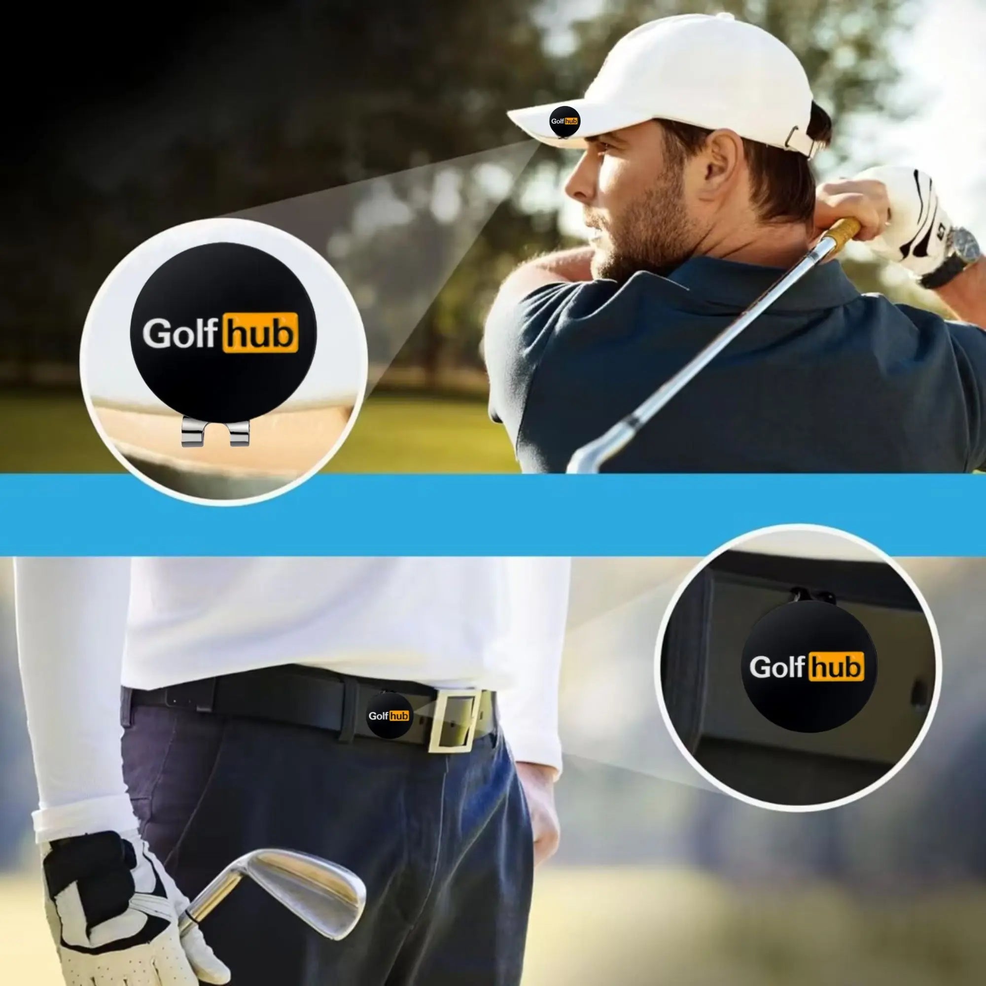 Golf Hub Ball Markers with Magnetic Hat Clip – 3-Pack