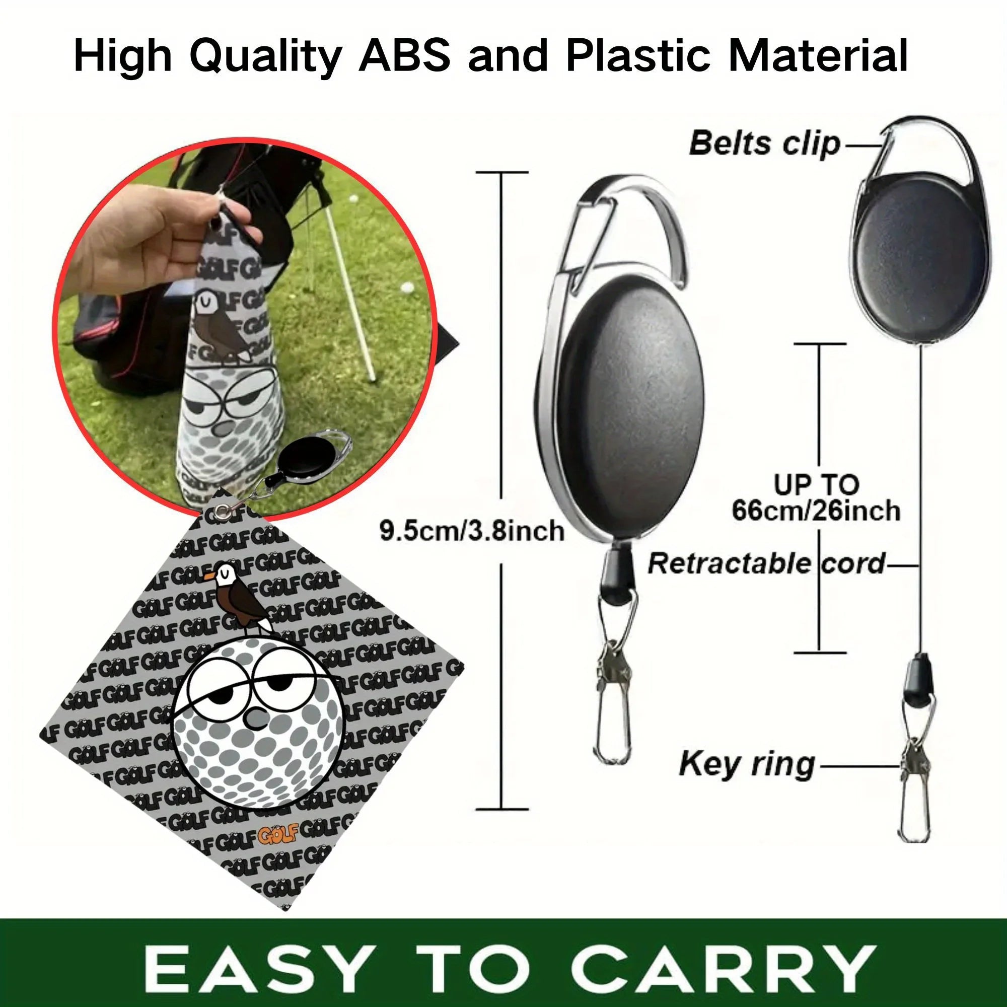 Unimpressed Golf Ball Towel 2-Pack – Microfiber with Telescopic Hook