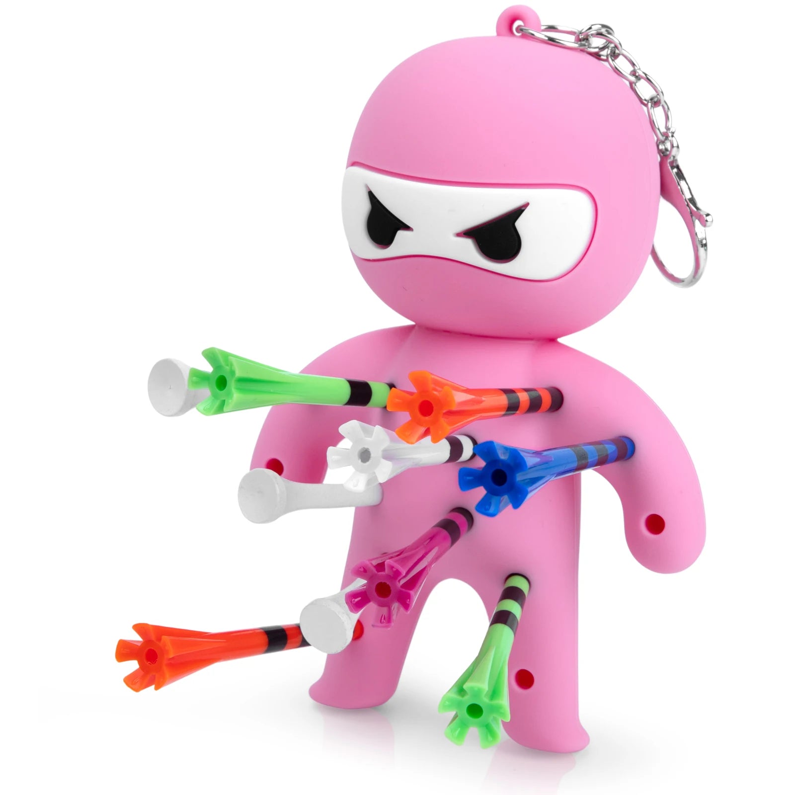 Ninja Golf Ball & Tees Holder Keychain - Silicone with 10 Tees