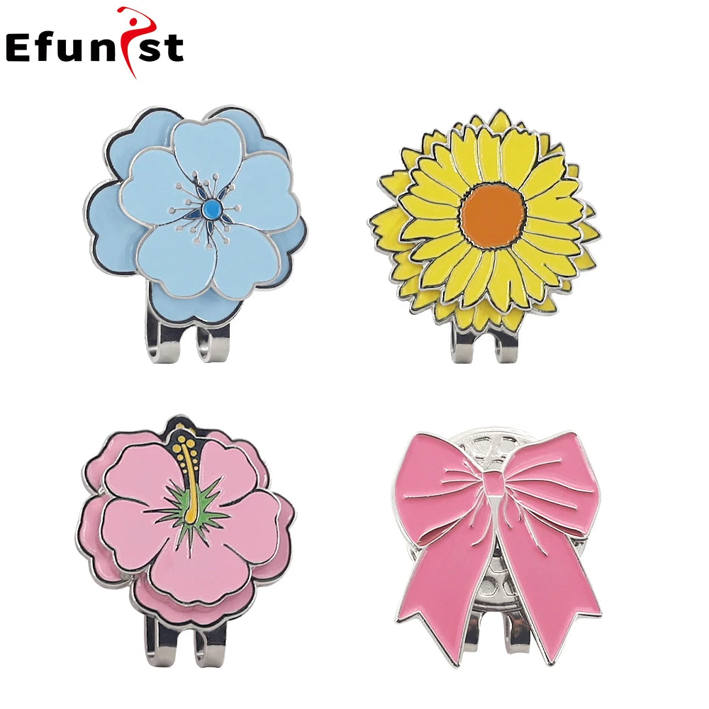 Golf Ball Marker with Magnetic Hat Clip – Petal Design | 5 Styles