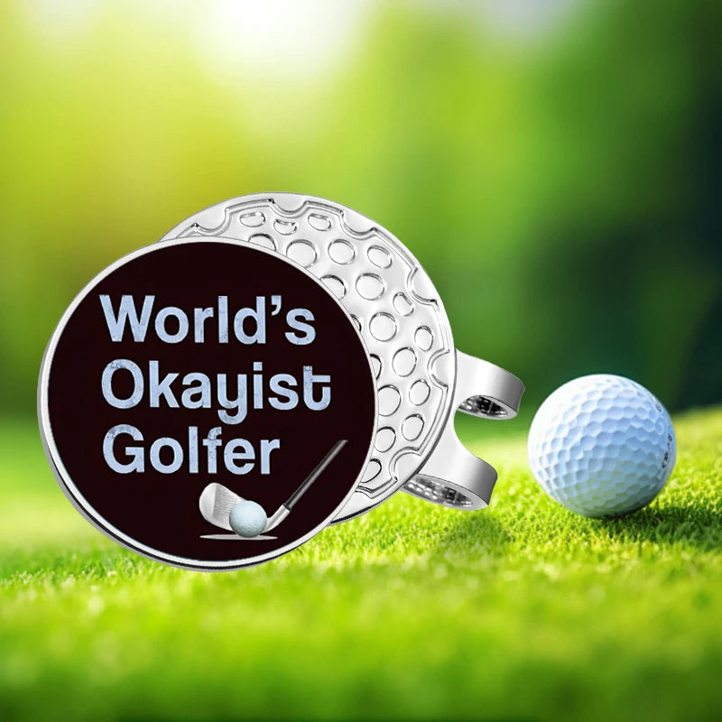 World's Okayest Golfer Ball Marker with Magnetic Hat Clip