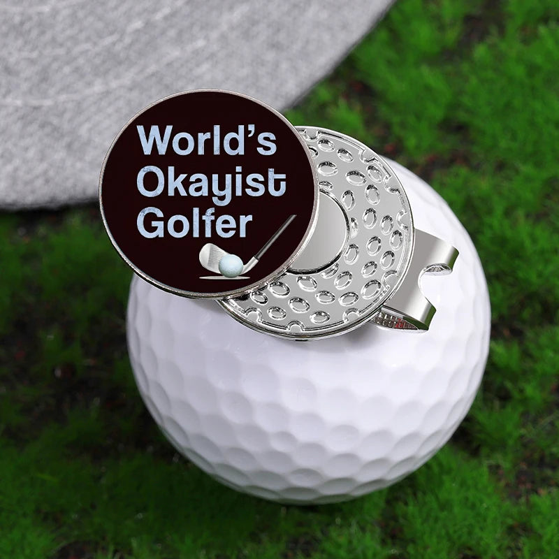 World's Okayest Golfer Ball Marker with Magnetic Hat Clip