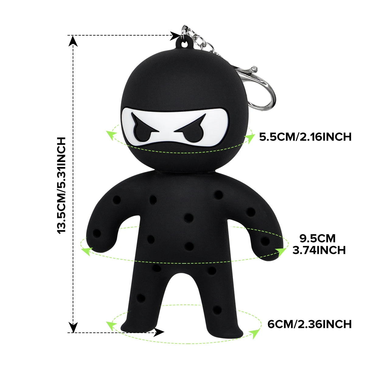 Ninja Golf Ball & Tees Holder Keychain - Silicone with 10 Tees