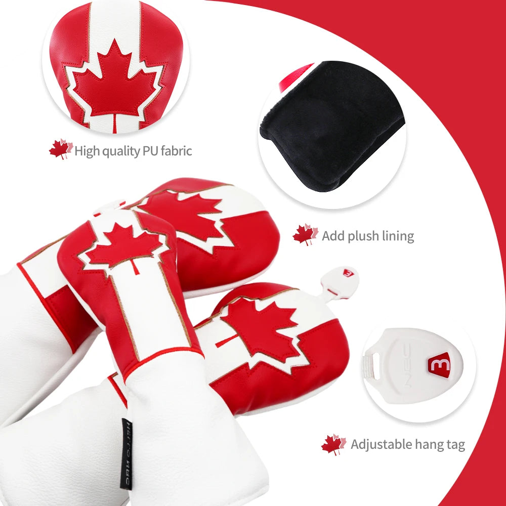 Heavy black fur pile lining inside Maple Leaf head covers for scratch and vibration protection