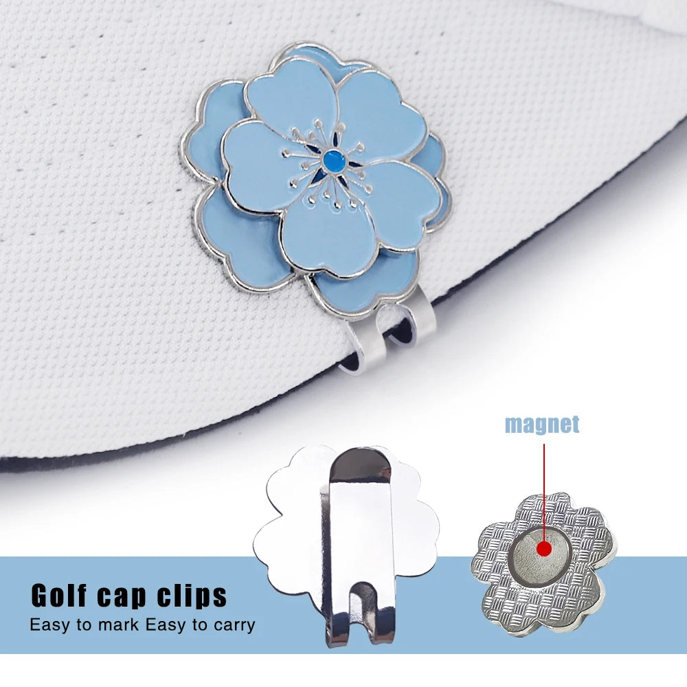Golf Ball Marker with Magnetic Hat Clip – Petal Design | 5 Styles