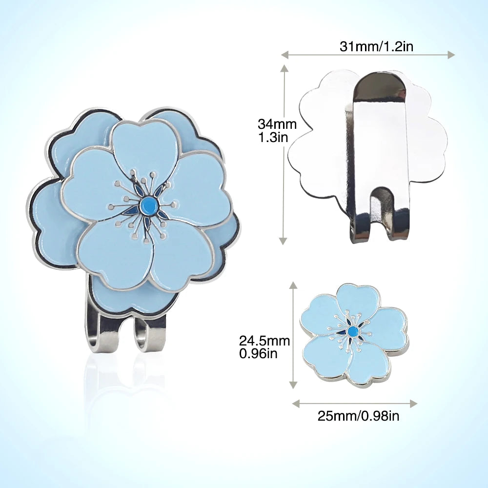 Golf Ball Marker with Magnetic Hat Clip – Petal Design | 5 Styles