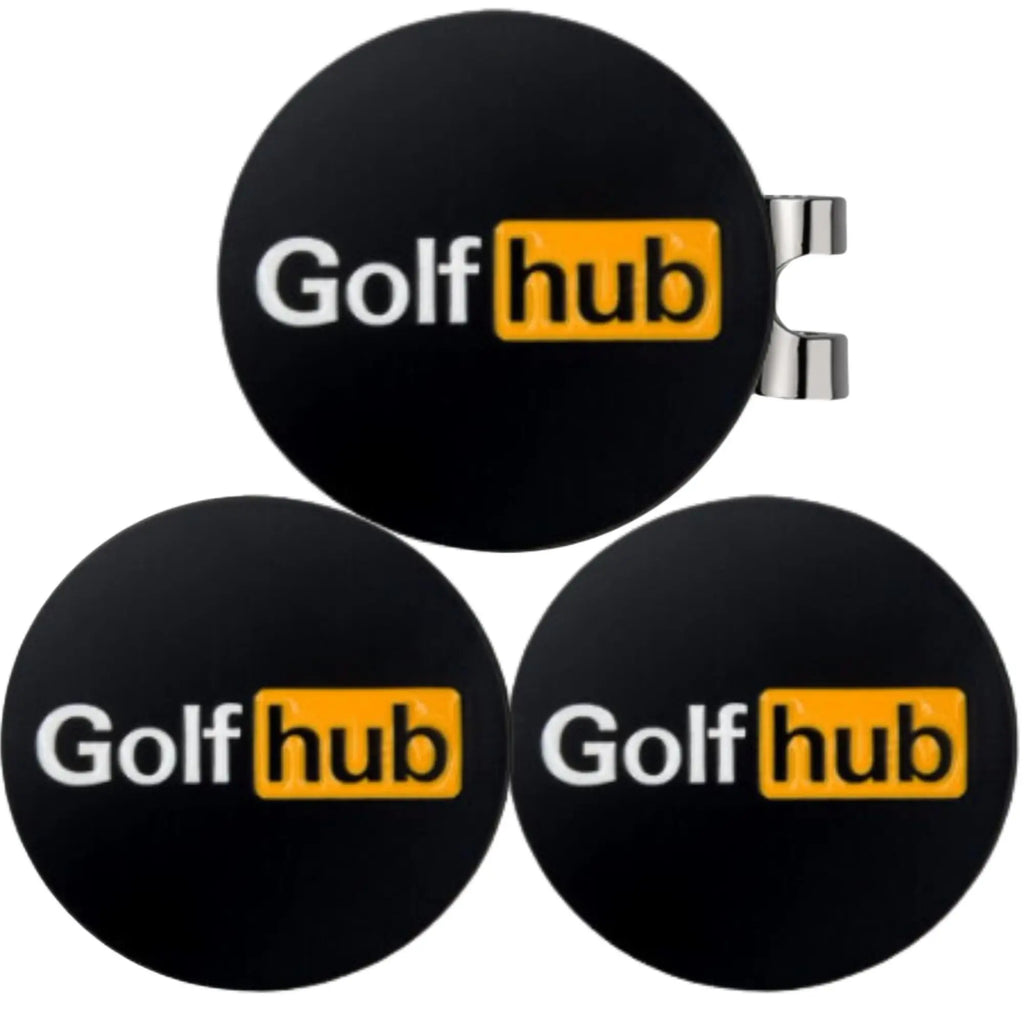 Golf Hub Ball Markers with Magnetic Hat Clip – 3-Pack