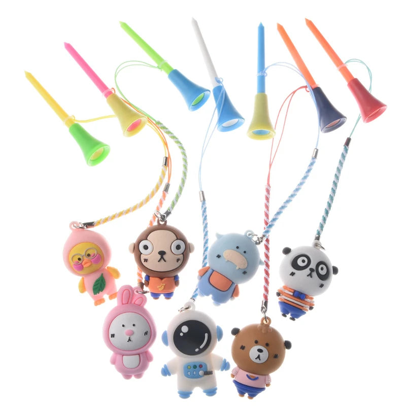 Cartoon Character Golf Tees with Anti-Loss Rope – 5-Pack