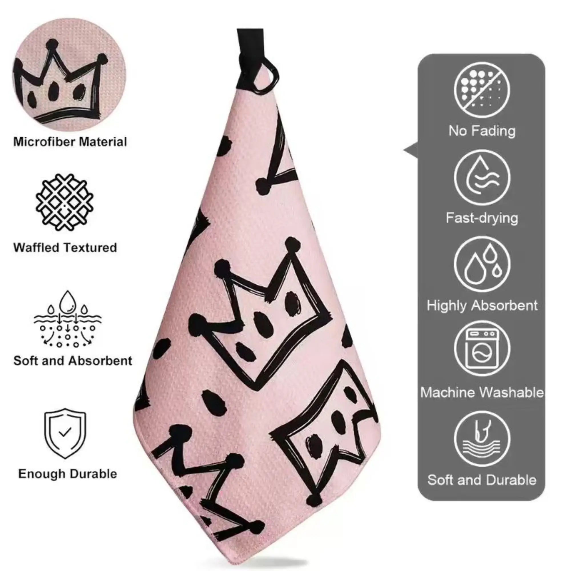 Crown Golf Towel – Microfiber Waffle | 6 Colours