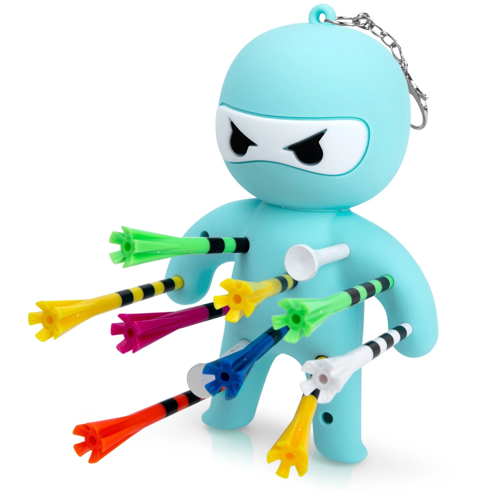 Ninja Golf Ball & Tees Holder Keychain - Silicone with 10 Tees
