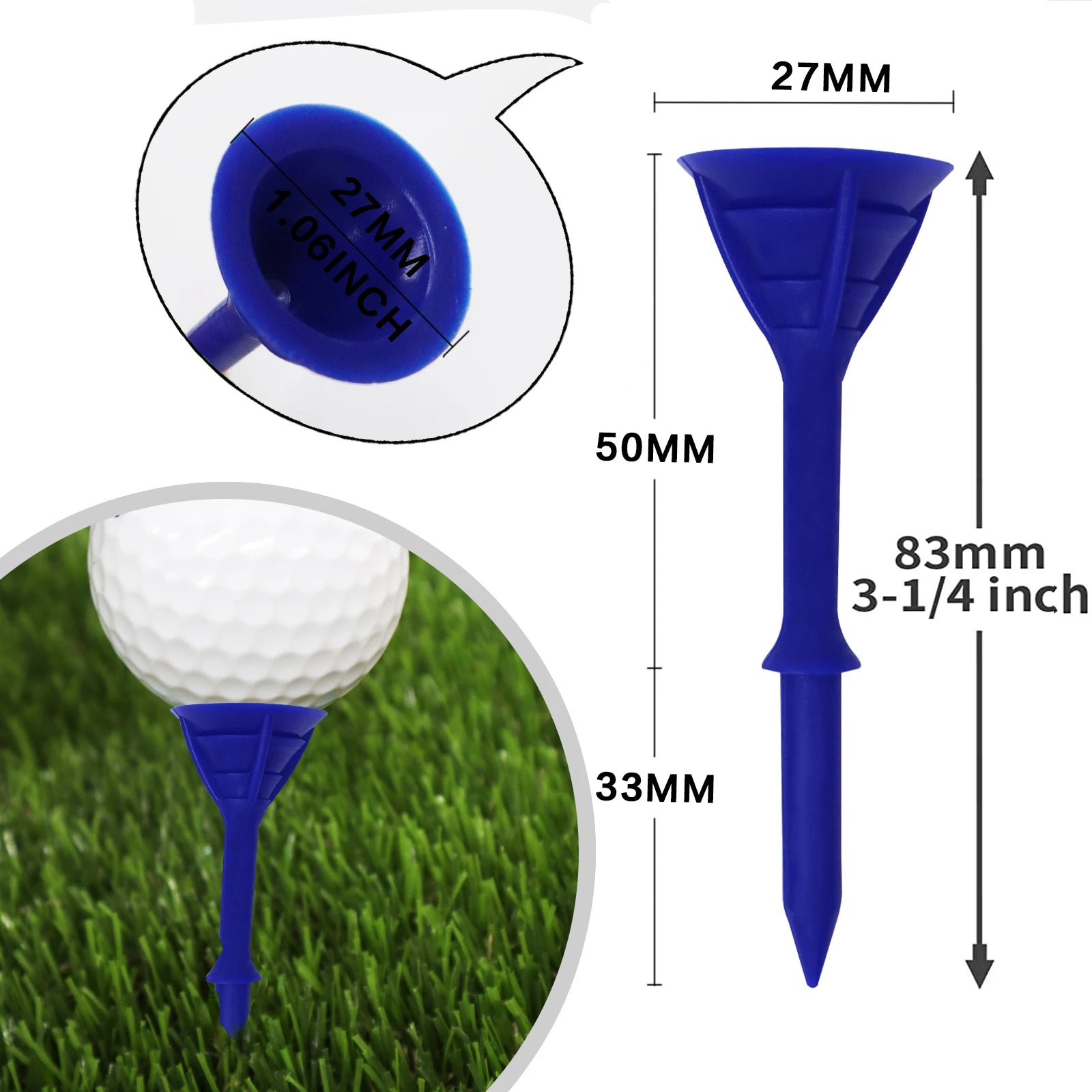 Unbreakable Oversized Golf Tees – 100 Pack | 6 Colours