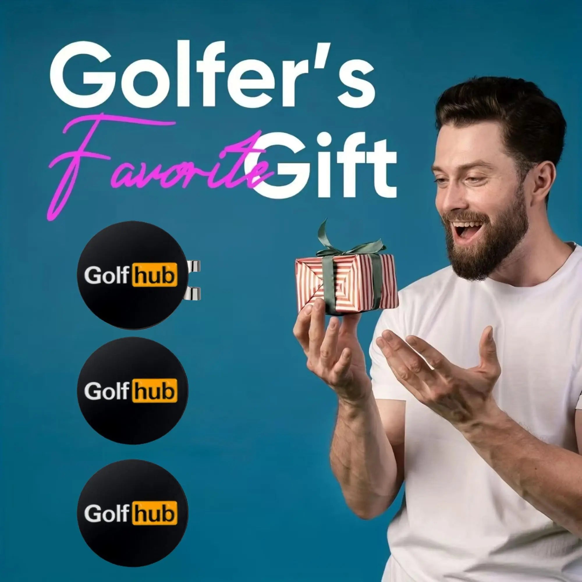 Golf Hub Ball Markers with Magnetic Hat Clip – 3-Pack