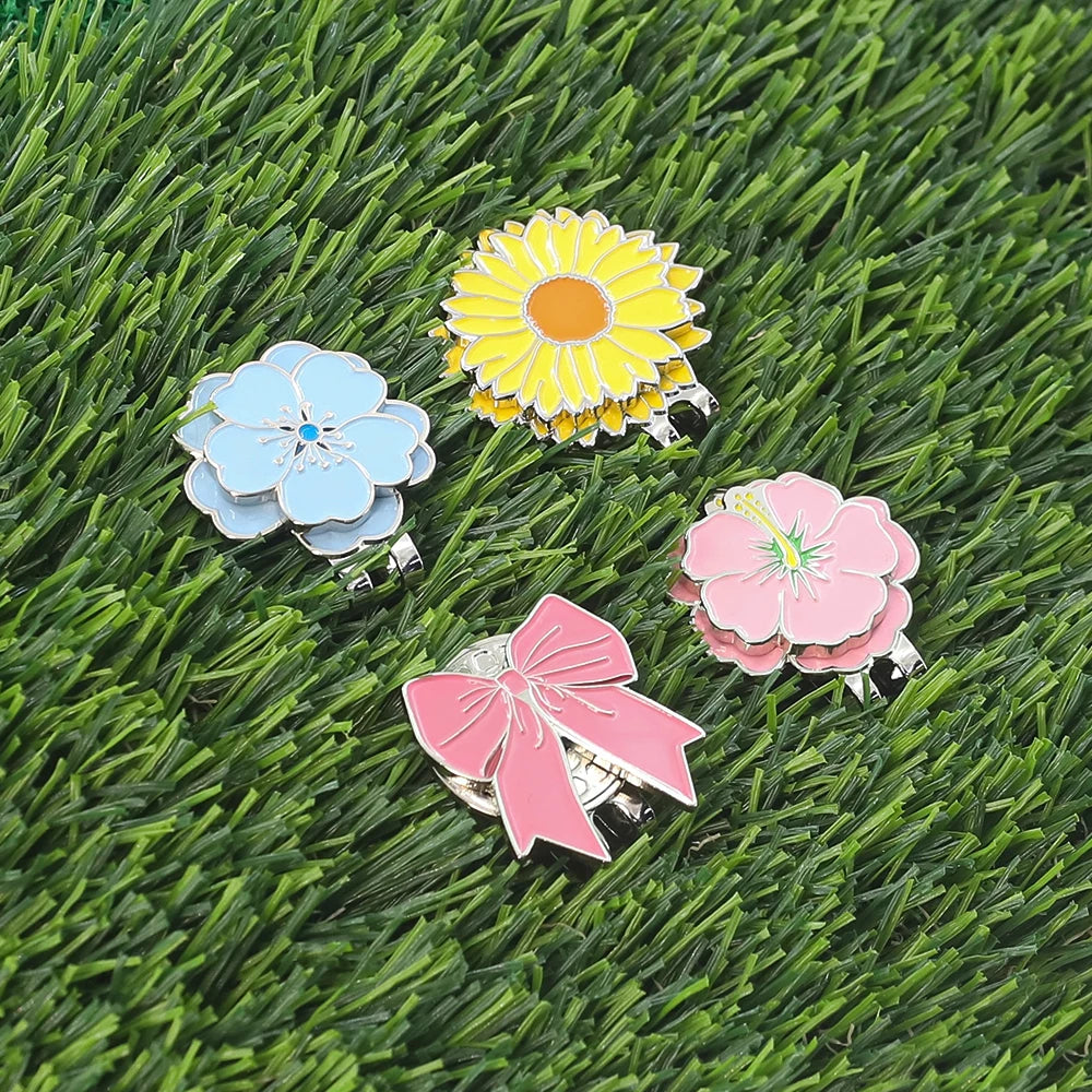 Golf Ball Marker with Magnetic Hat Clip – Petal Design | 5 Styles