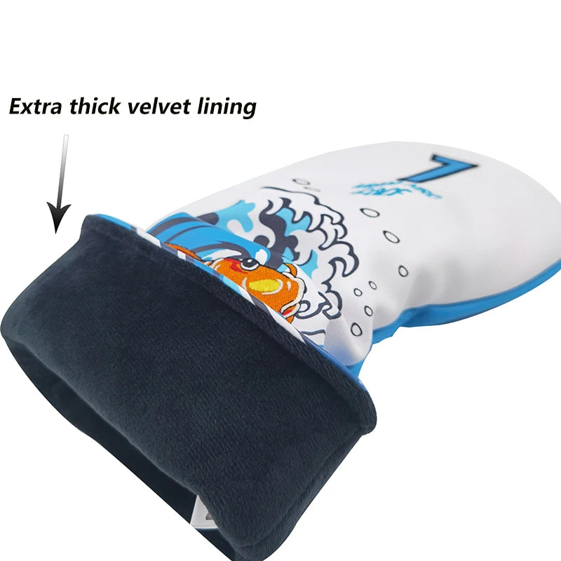 Thick plush lining inside Koi Fish driver head cover for scratch protection